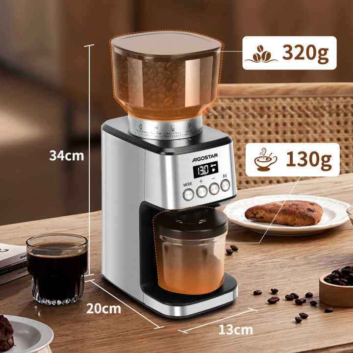 Molinillo café Aigostar 180W LCD 52 ajustes | Prologyc.es