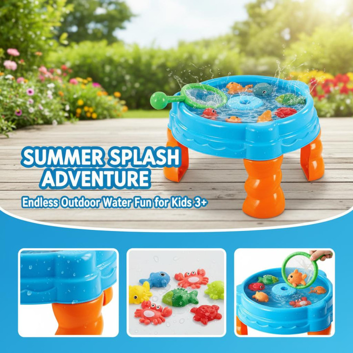 Compra mesa de juegos acuáticos para niños con accesorios y juego de pesca ideal para verano y actividades sensoriales | Prology
