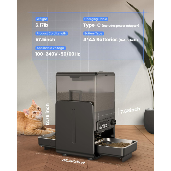 Comedero automático WiFi 5G para gatos 5L | Prologyc.es
