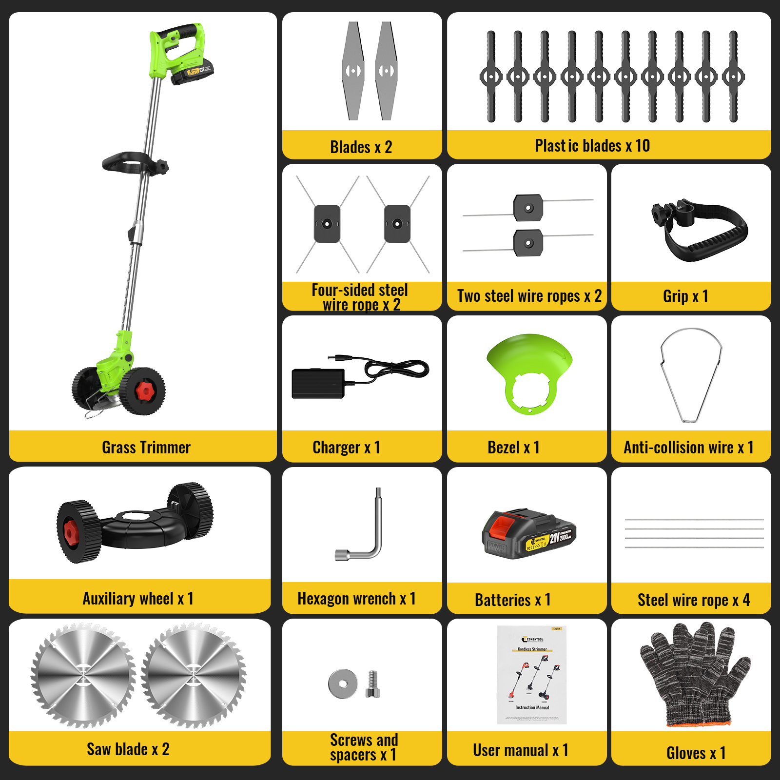 Cortadora césped CONENTOOL 21V Makita 18V | Prologyc.es