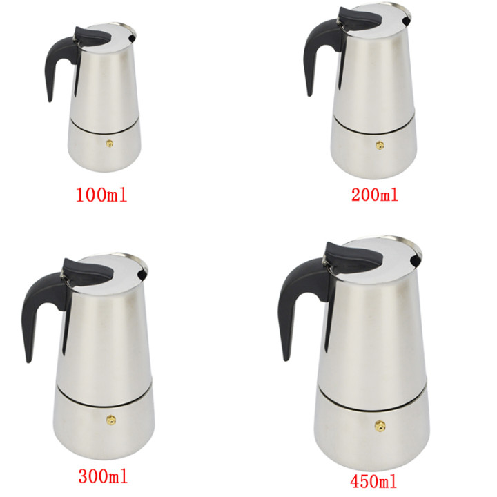 ATWFS 2/4/6/9 tazas cafetera de acero inoxidable Moka Pot máquina de café expreso tazas Latte percolador estufa superior Espress