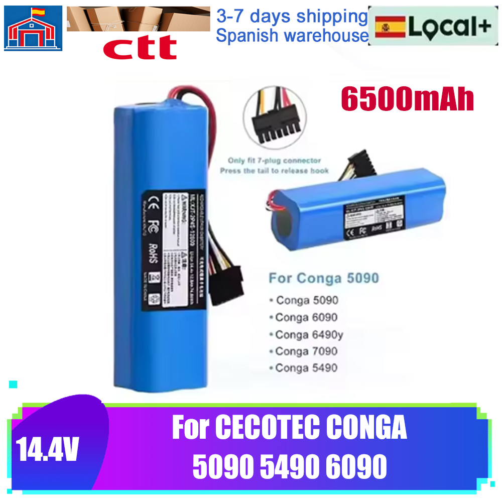 Batería 6500 mAh para Cecotec Conga 5090, 5490, 6090 y 7090 | prologyc.es | repuestos.prologyc.es