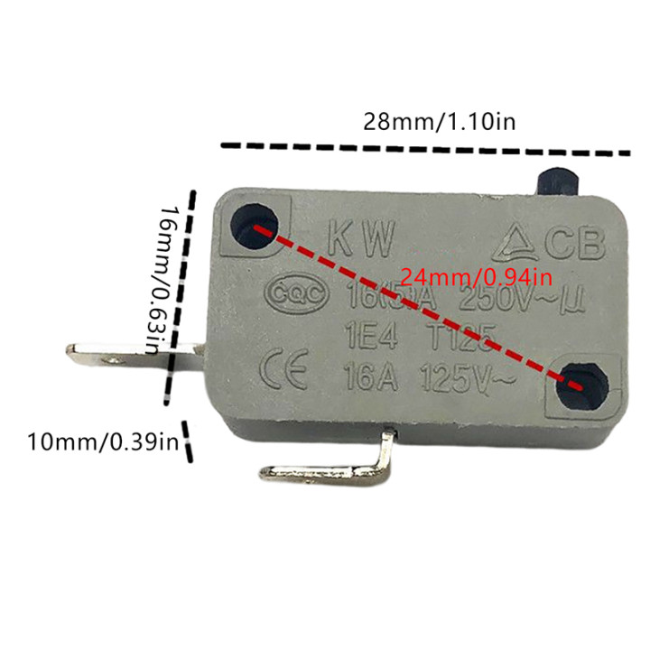 Interruptor puerta microondas KW16 250VAC NO NC repuesto | prologyc.es