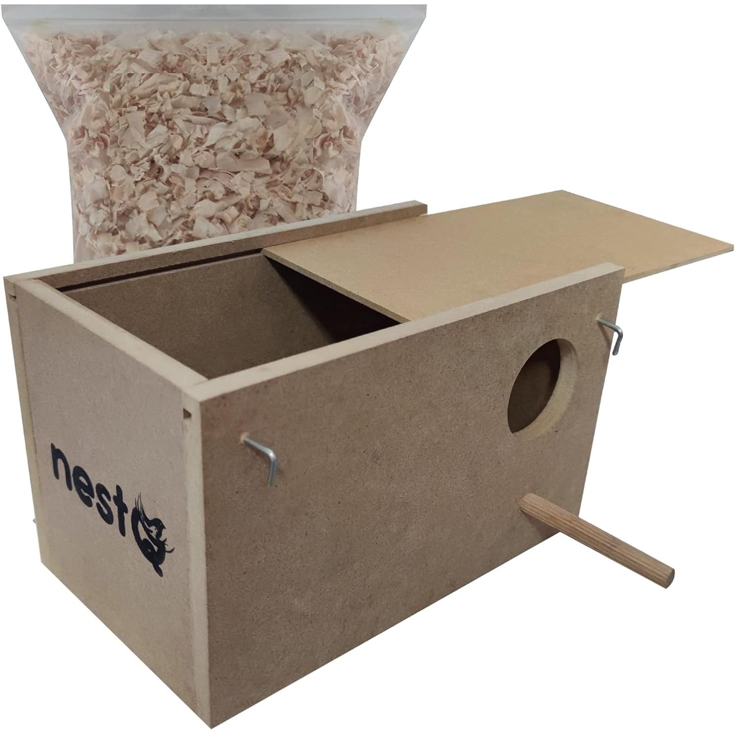 Nido agapornis madera 22 cm con viruta caja cría aves | prologyc.es